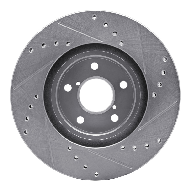 Saab 9-2X Brake Rotor (1) - Front Left - R1 Concepts - Drilled & Slotted - Silver - `90-`16